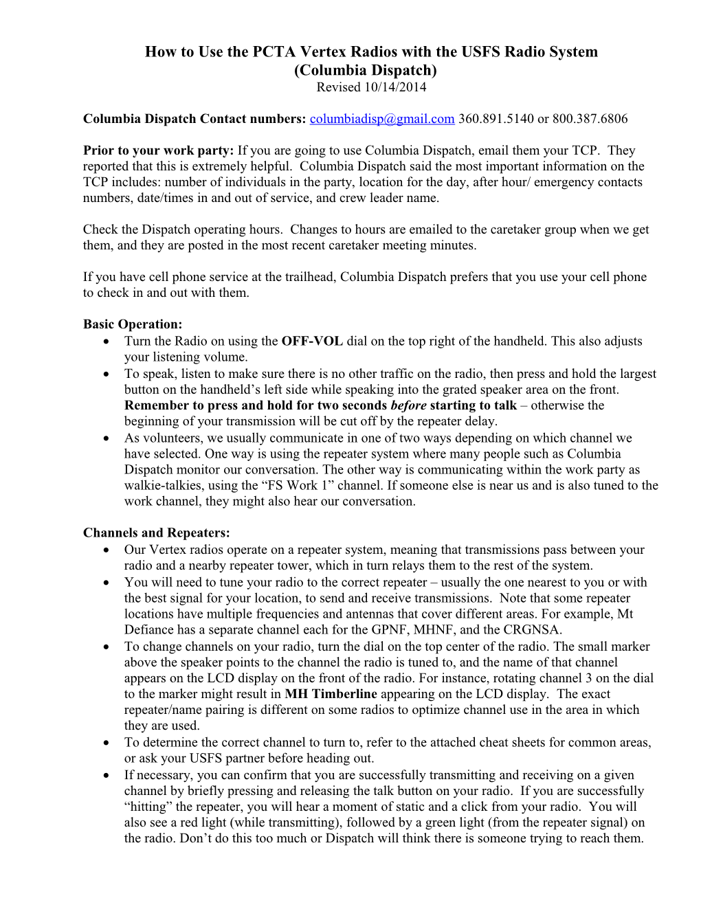 How to Use the Forest Service Radio System in The