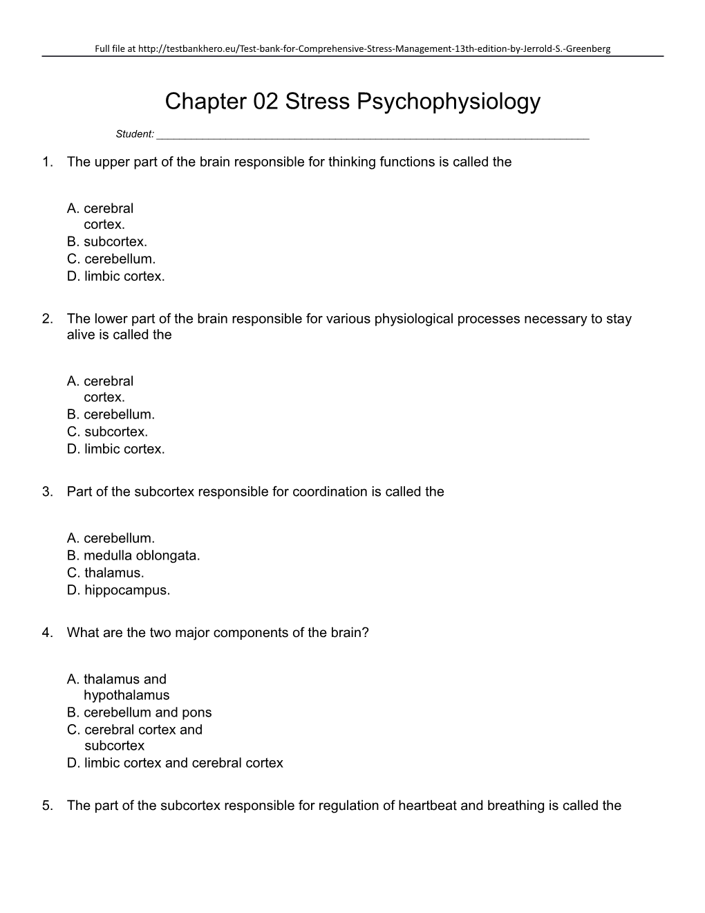 Chapter 02 Stress Psychophysiology