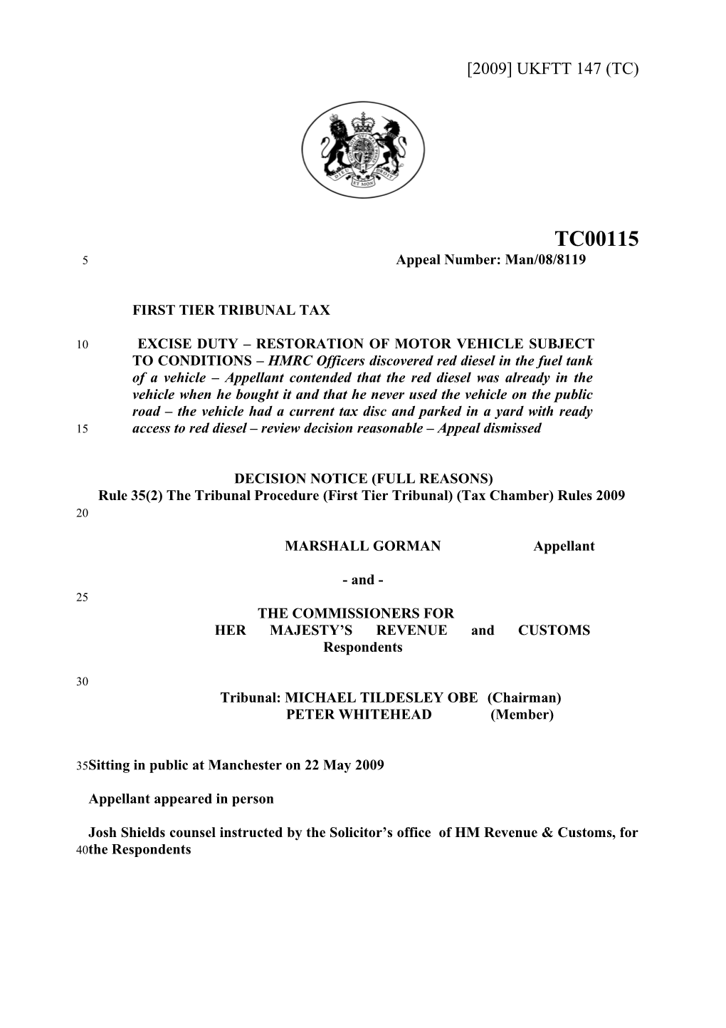 First Tier Tribunal Tax