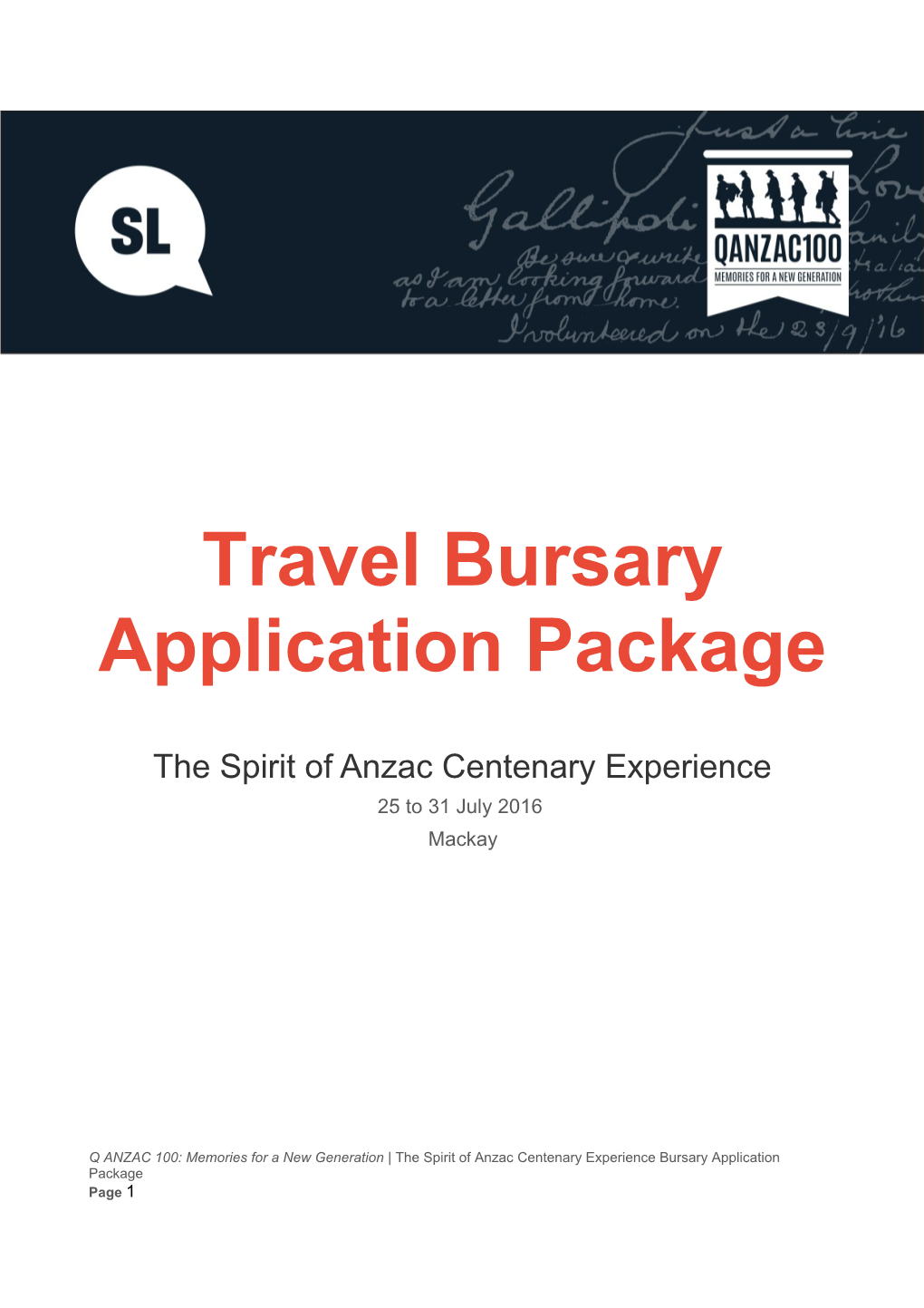 Travel Bursary Application Package
