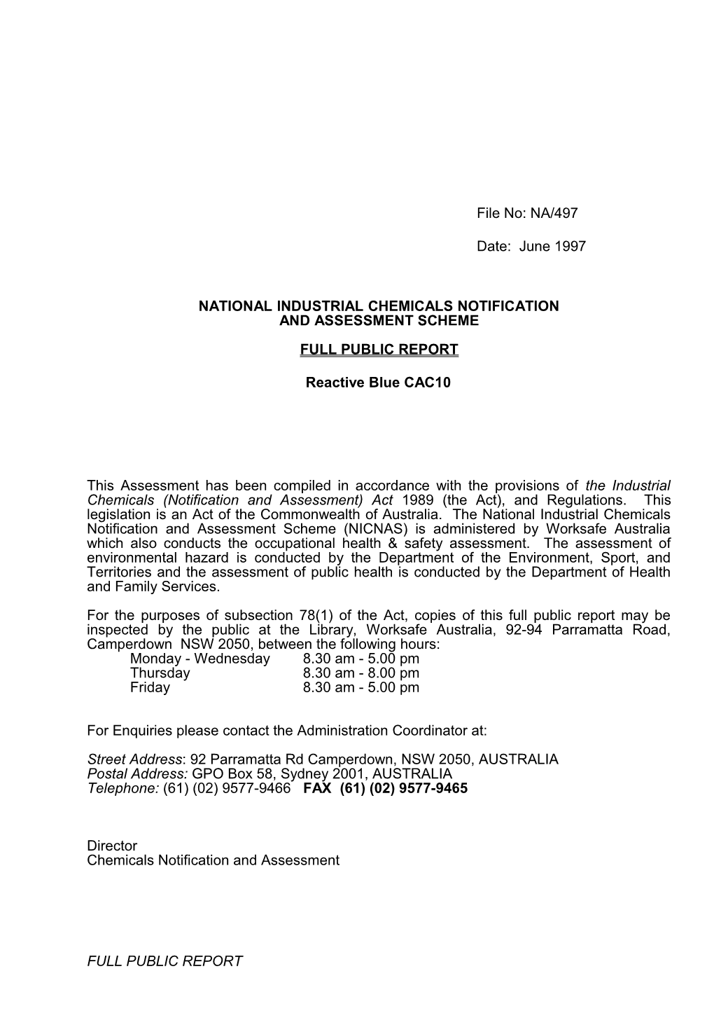 National Industrial Chemicals Notification s15