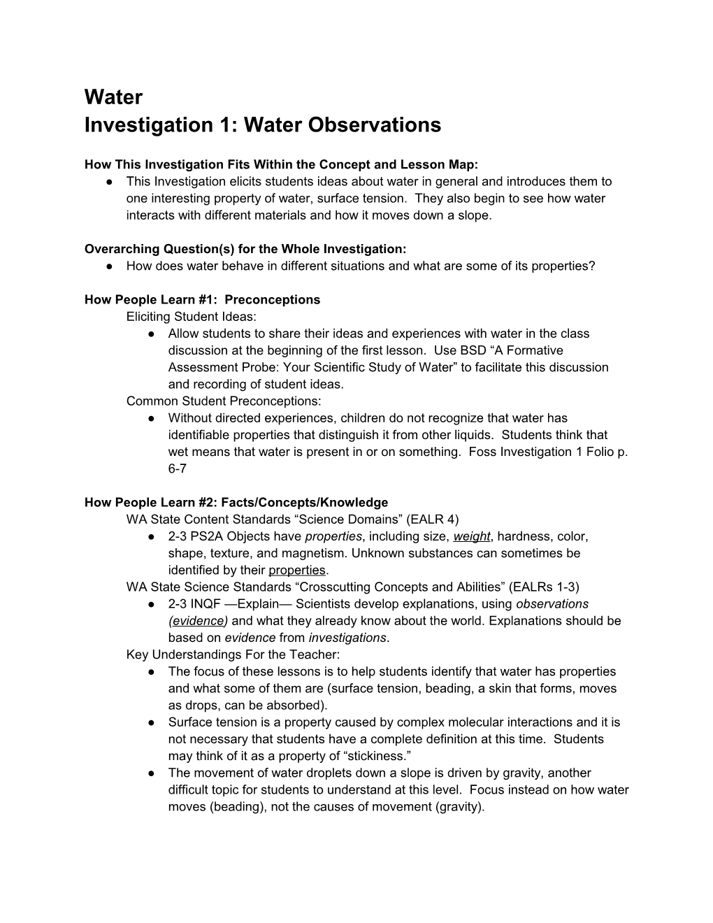 How This Investigation Fits Within the Concept and Lesson Map