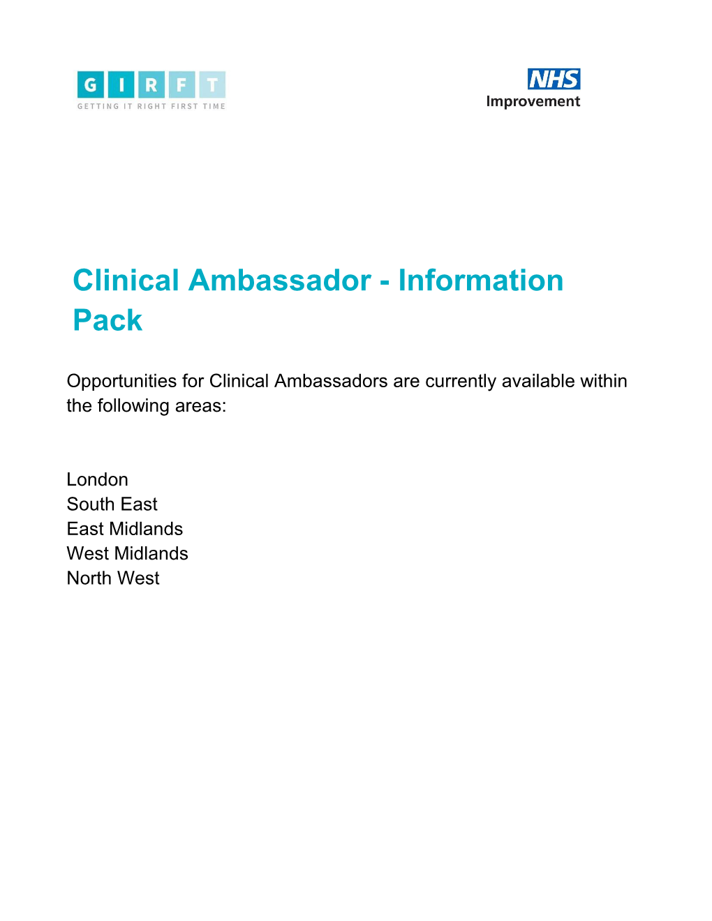 Clinical Ambassador - Information Pack