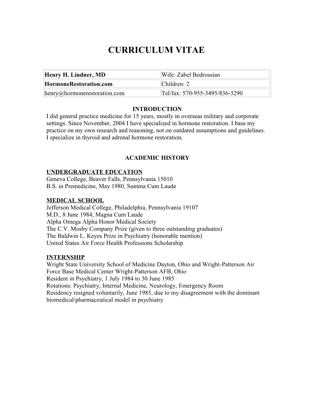 Curriculum Vitae s291