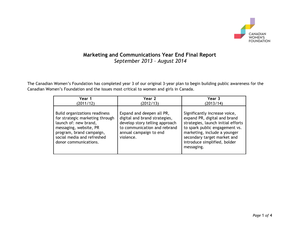 Marketing and Communications Year End Final Report