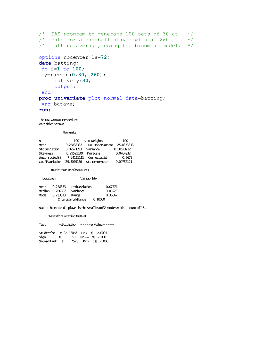 * SAS Program to Generate 100 Sets of 30 At- *