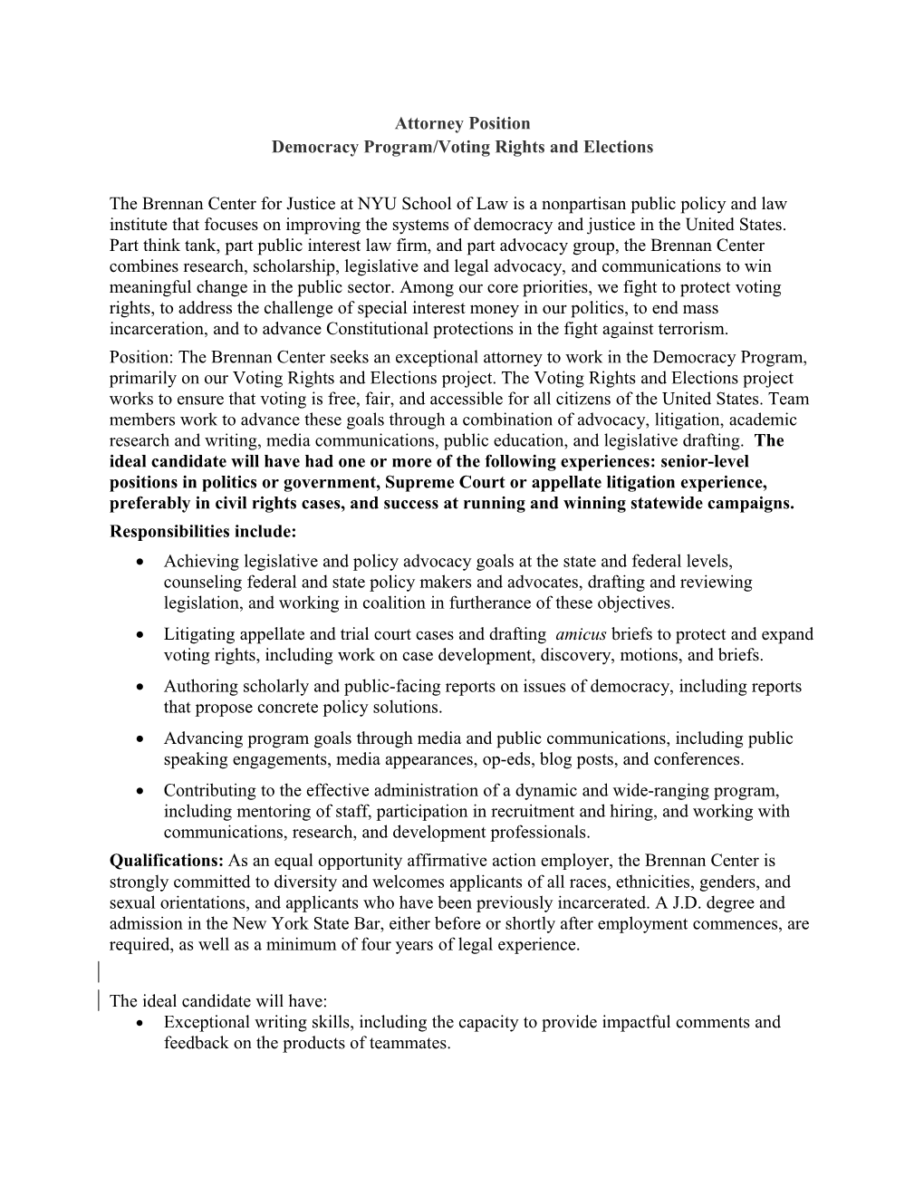 Democracy Program/Voting Rights and Elections