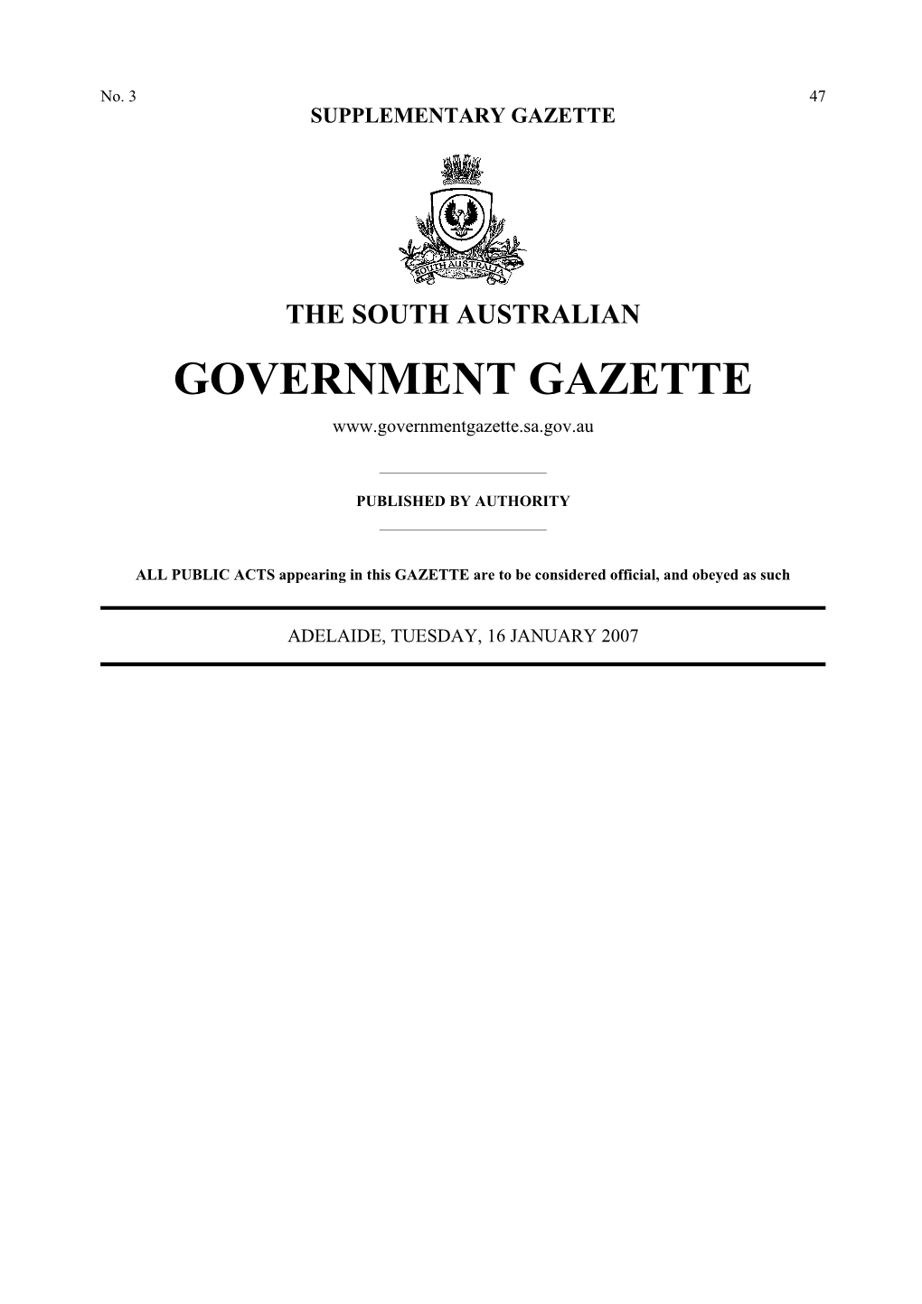 Supplementary Gazette s1