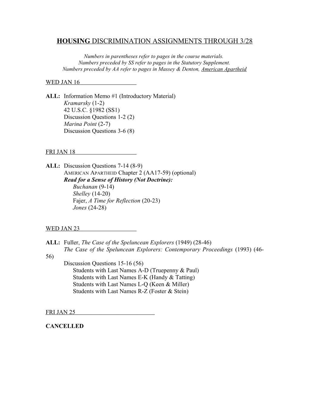 Housing Discrimination Assignments: Units I & Ii