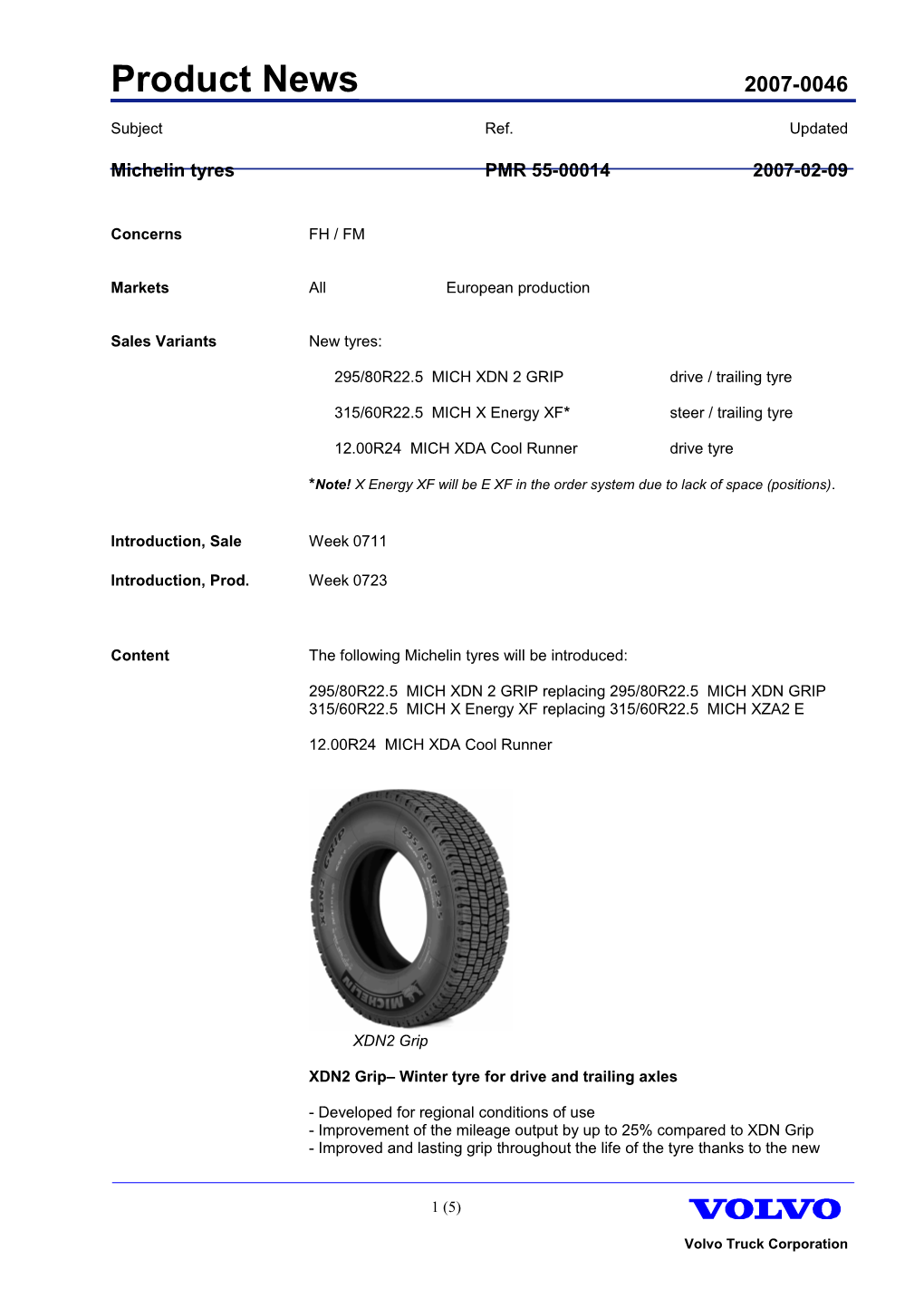 Michelin Tyres PMR 55-00014 2007-02-09