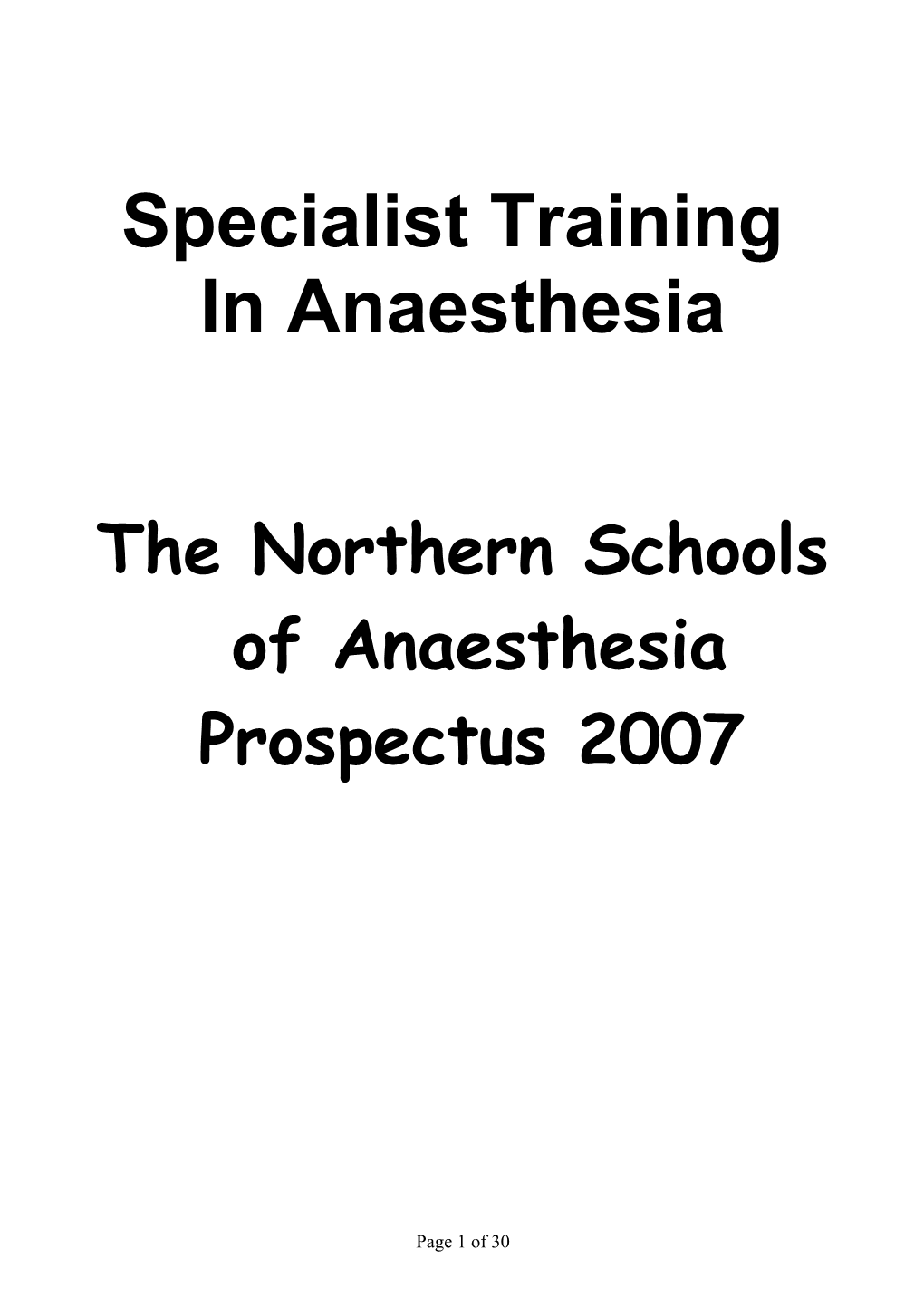 The Northern Schools of Anaesthesia