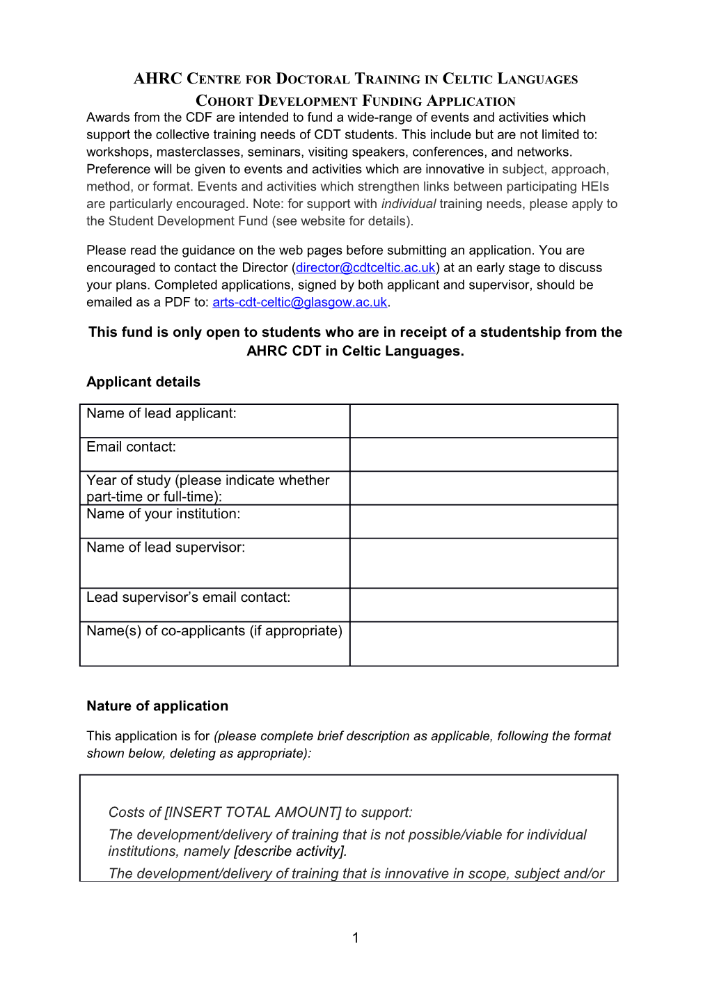 AHRC Centre for Doctoral Training in Celtic Languages