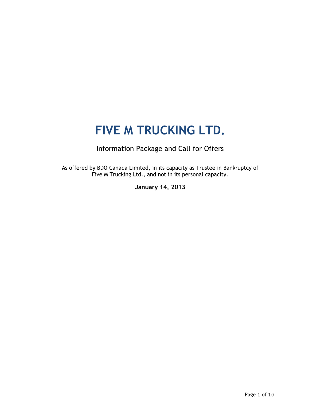 Five M Trucking Ltd