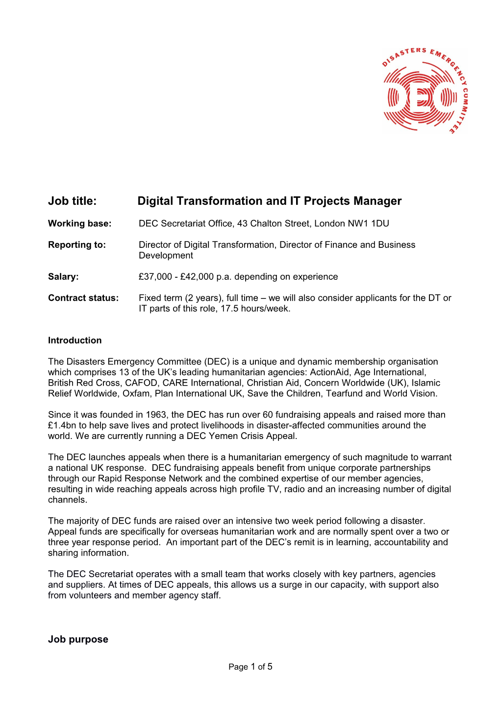 Job Title: Digital Transformation and IT Projects Manager