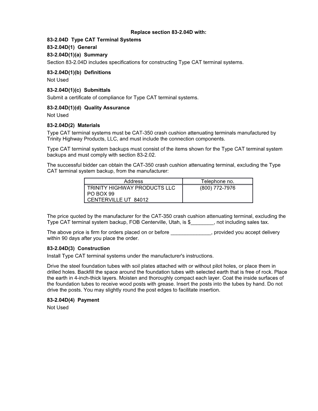 83-2.04D Type CAT Terminal Systems