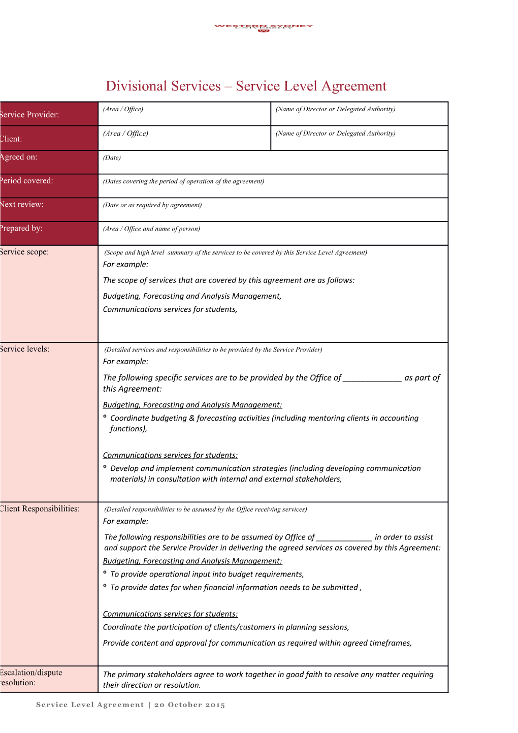 Service Level Agreement s2