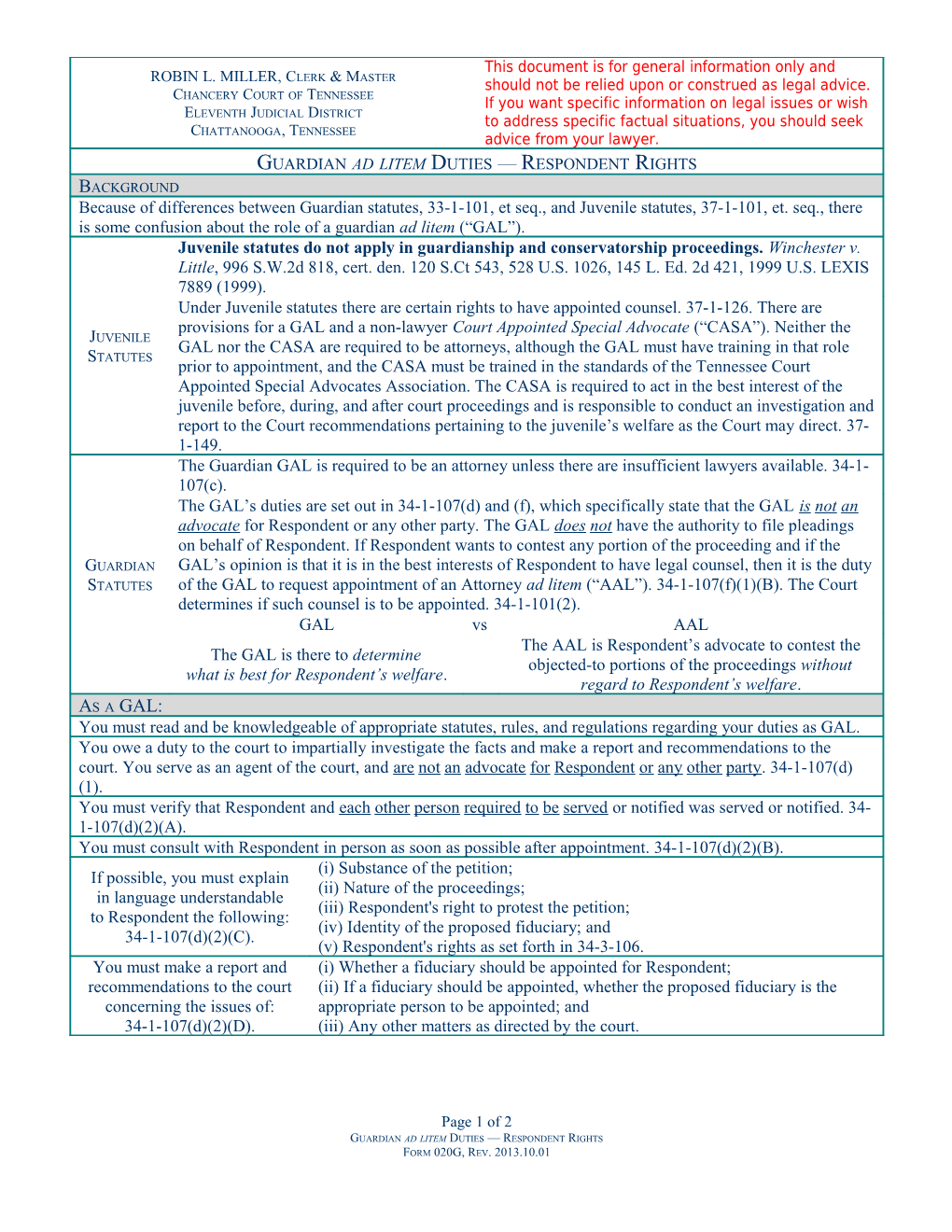 Guardian Ad Litem Duties Respondent Rights