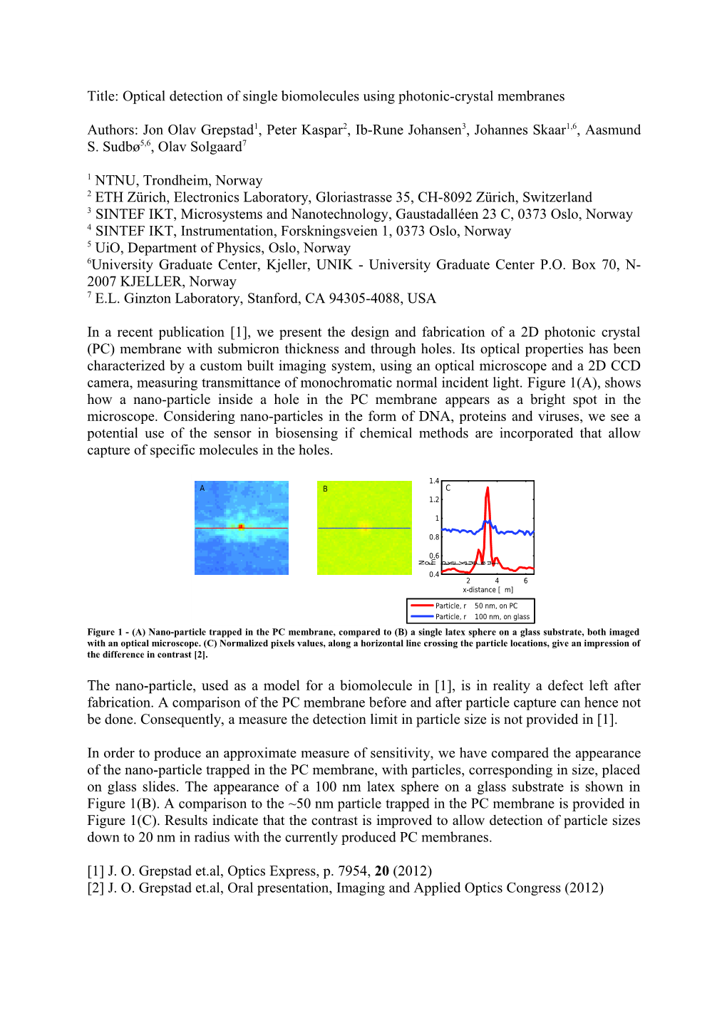 Title: Opticaldetection of Single Biomoleculesusing Photonic-Crystal Membranes