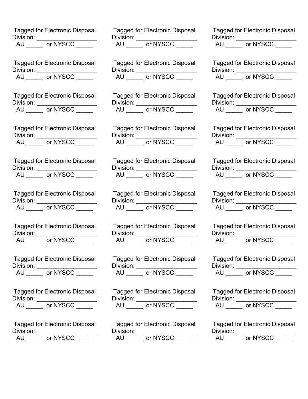 Tagged for Electronic Disposal