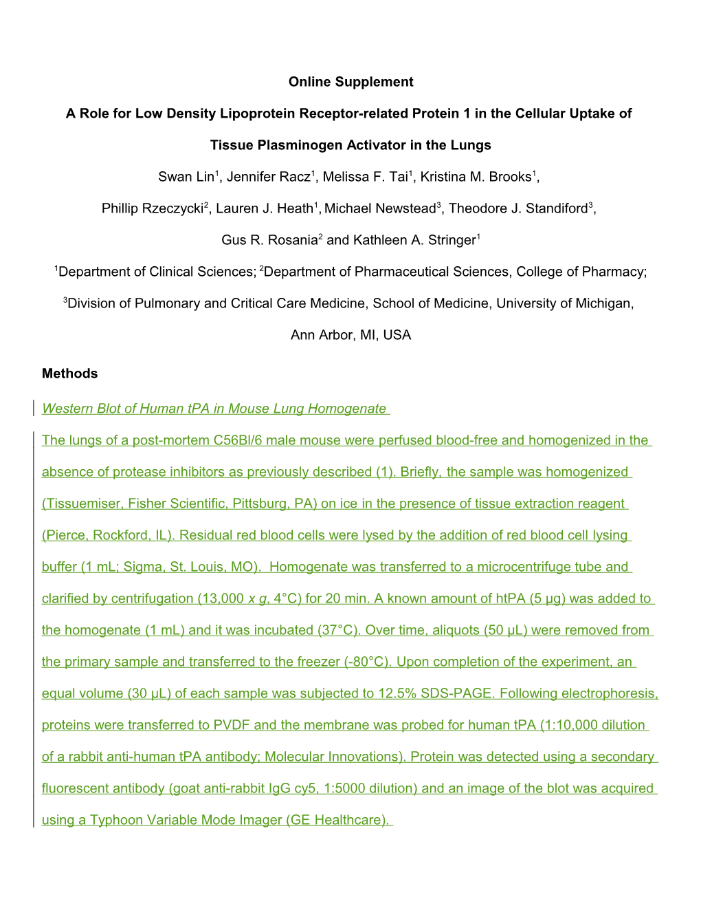 Tissue Plasminogen Activator in the Lungs