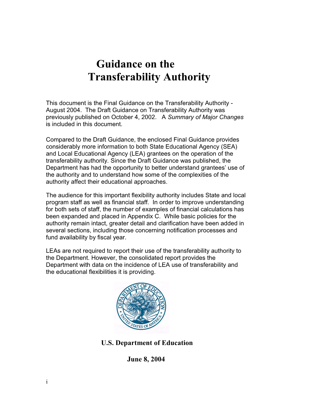 Final Transferability Authority Guidance (MS Word)