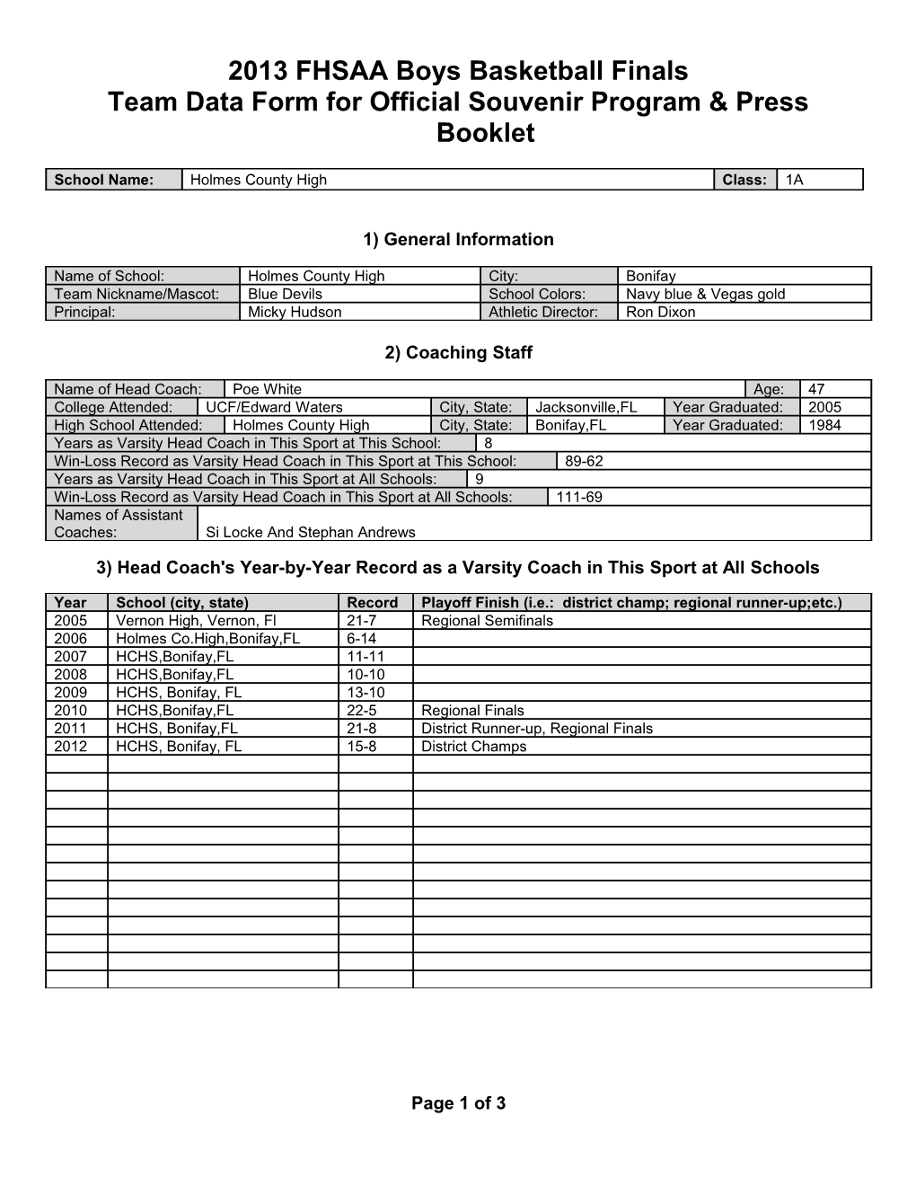 Team Data Form for Official Souvenir Program & Press Booklet s5