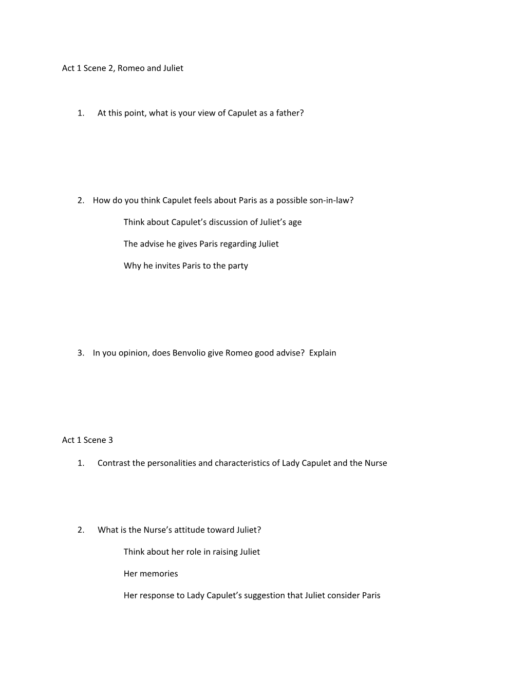 1. at This Point, What Is Your View of Capulet As a Father?