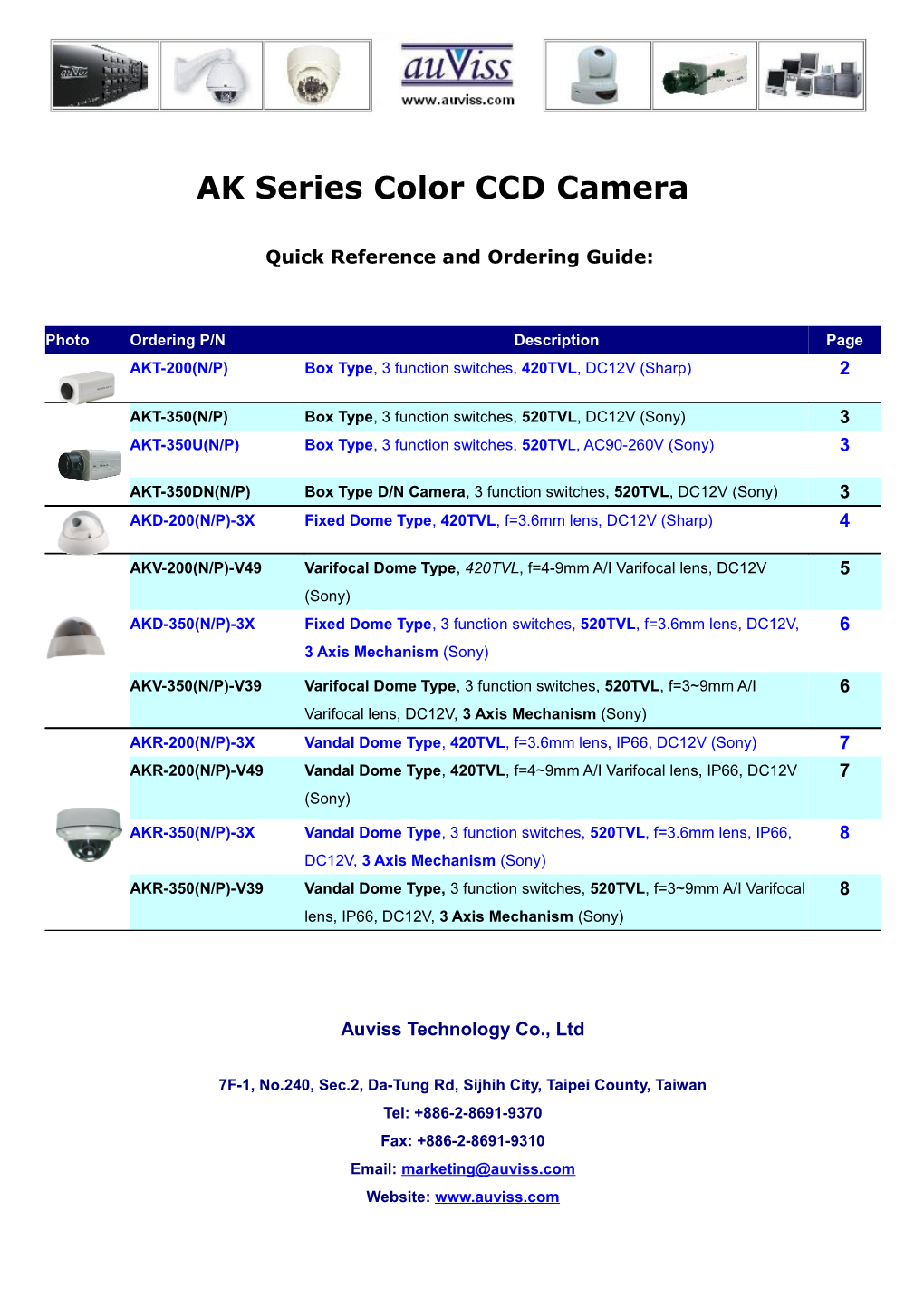 AK Series Color CCD Camera