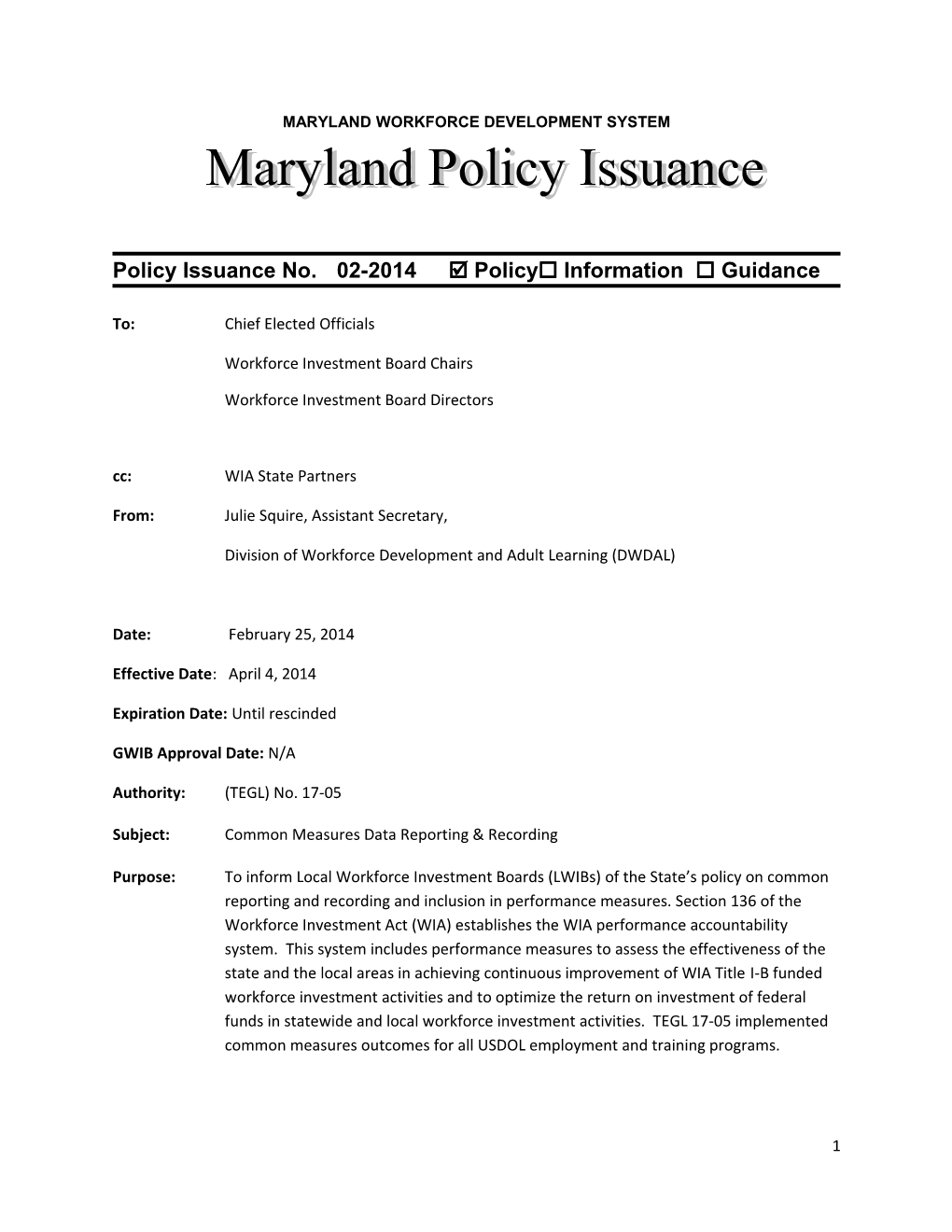 Maryland Workforce Development System