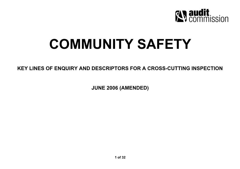 Cross Cutting Inspections of Community Safety