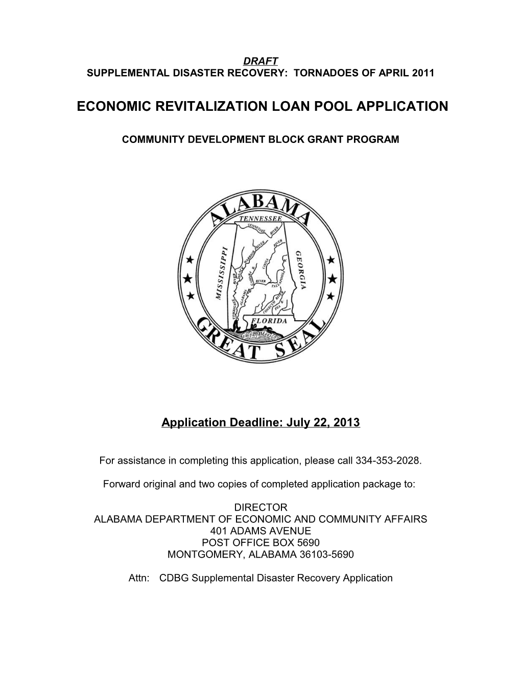 Cdbg Disaster Recovery Fund Application