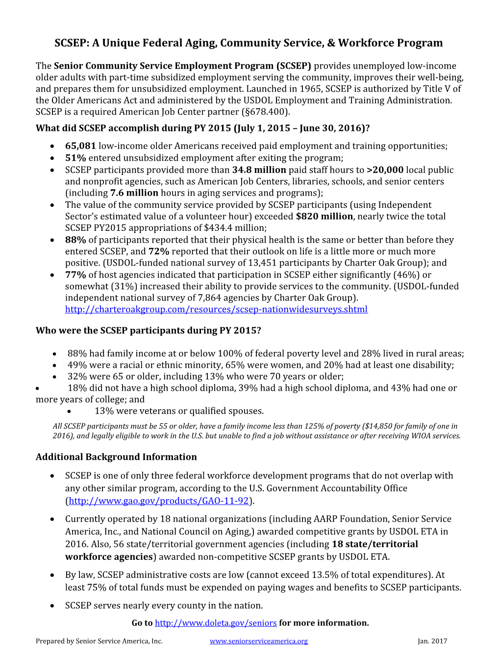 SCSEP: a Unique Federal Aging, Community Service, & Workforce Program