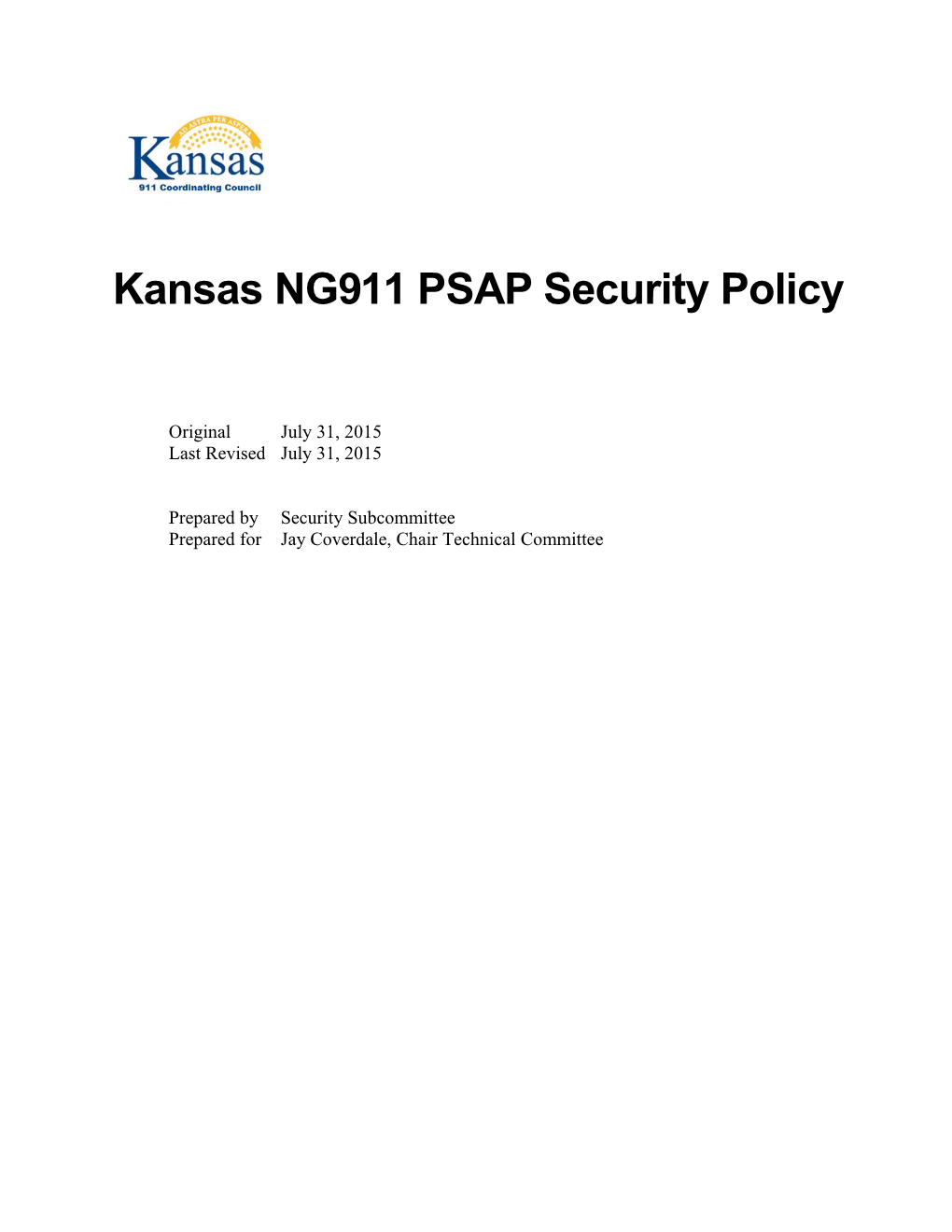 Kansas NG911 PSAP Security Policy