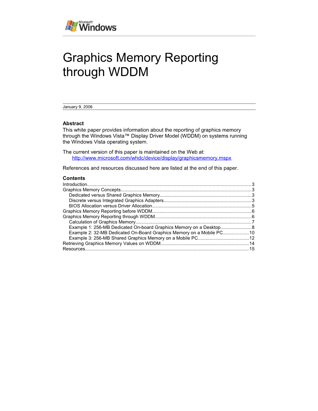 Graphics Memory Reporting in WDDM