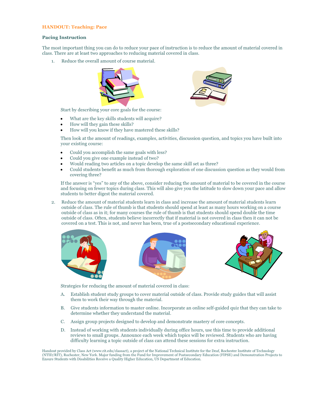 HANDOUT: Teaching: Pace