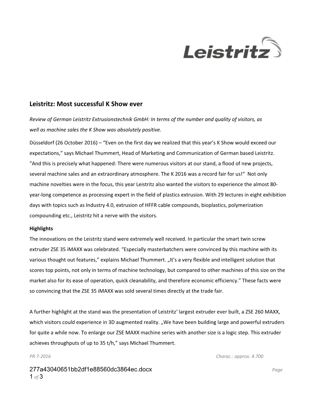 Leistritz: Most Successful K Show Ever