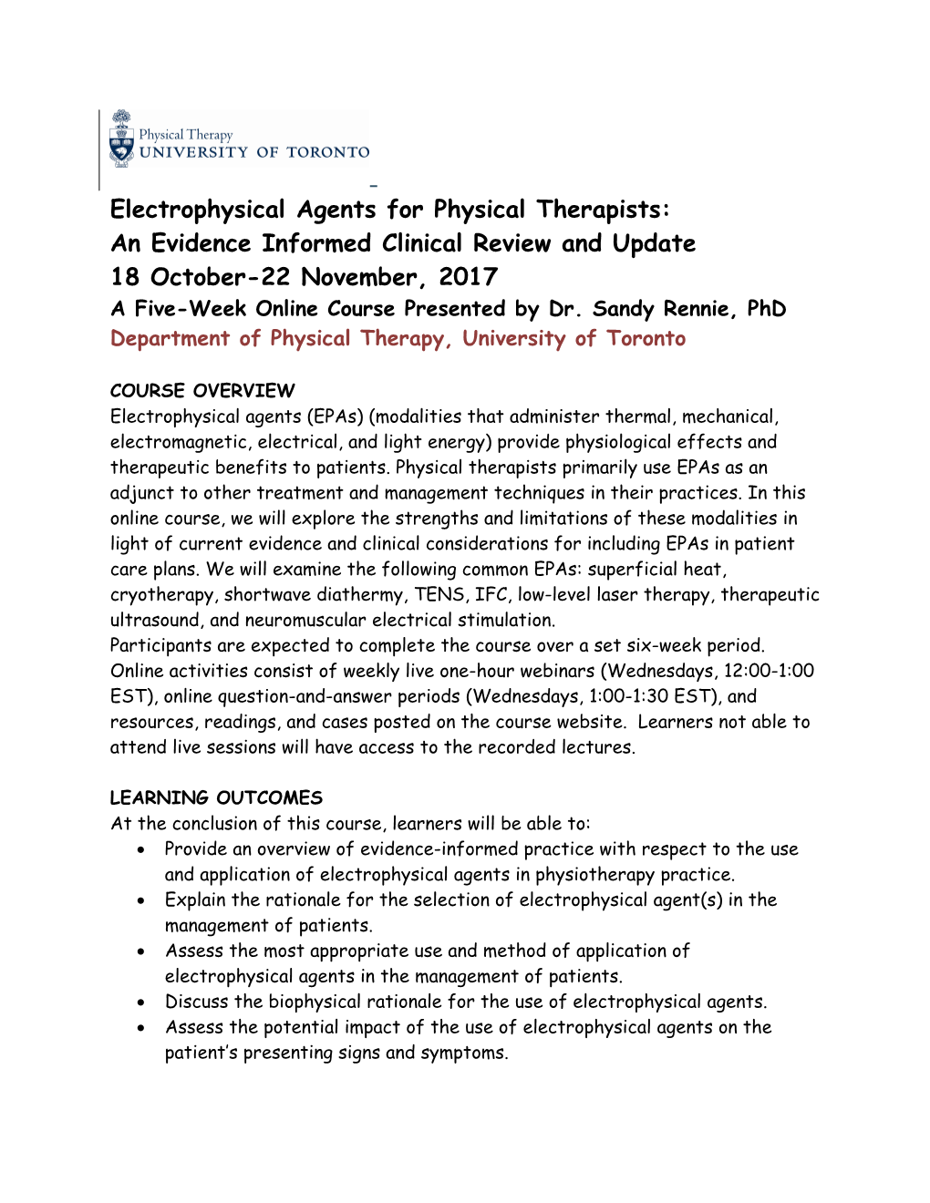 Electrophysical Agents for Physical Therapists