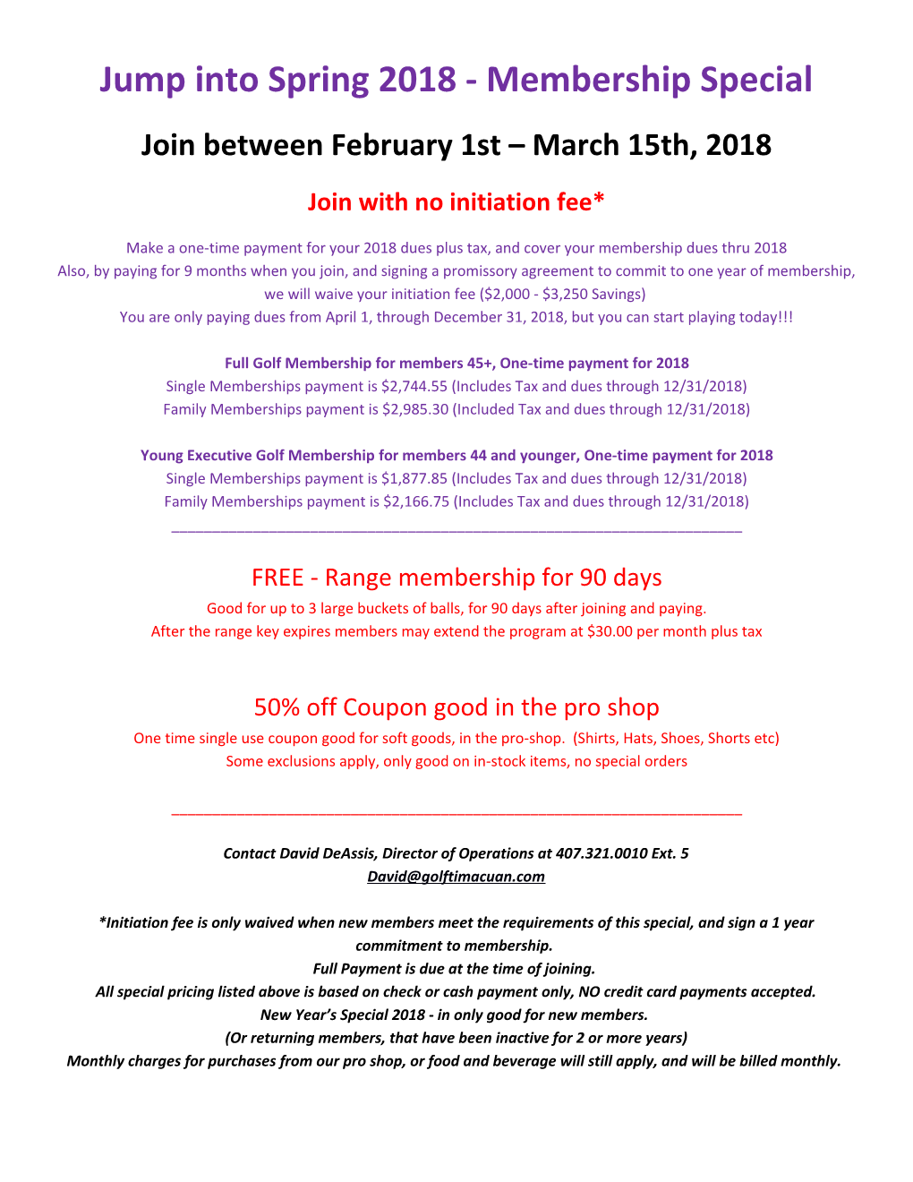 Jump Into Spring 2018 - Membership Special