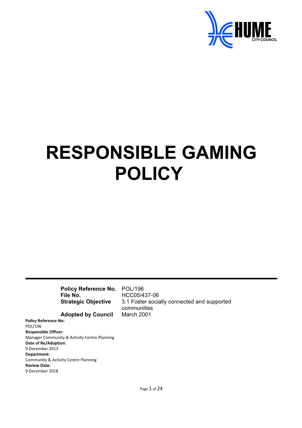 Responsible Gaming Policy