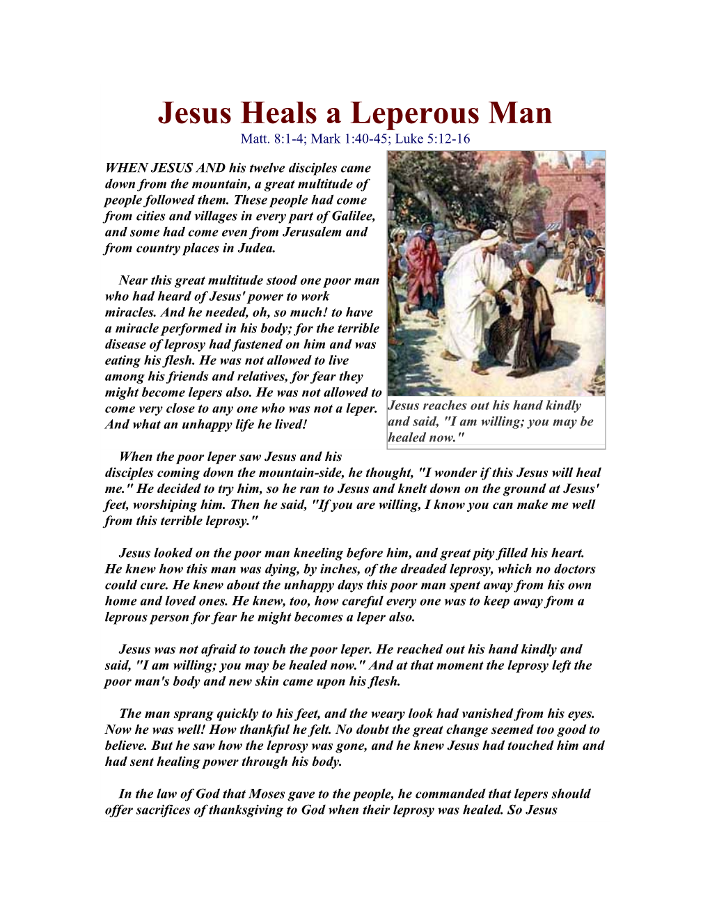 Jesus Heals a Leperous Man