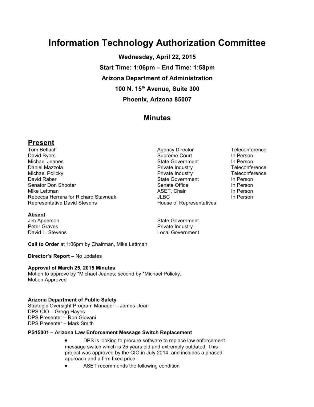 Information Technology Authorization Committee s1