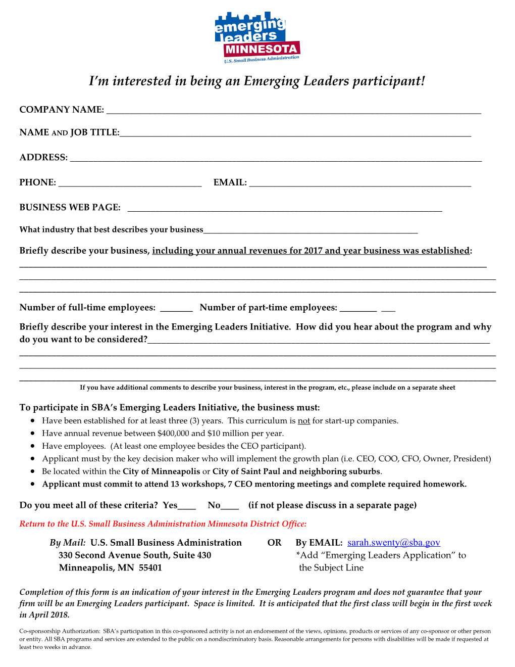 I M Interested in Being an Emerging Leaders Participant!