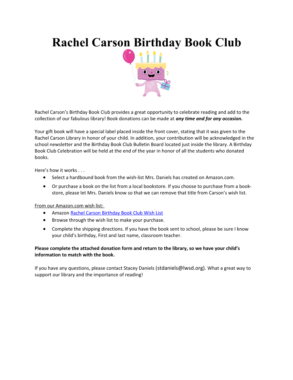 Rachel Carson Birthday Book Club