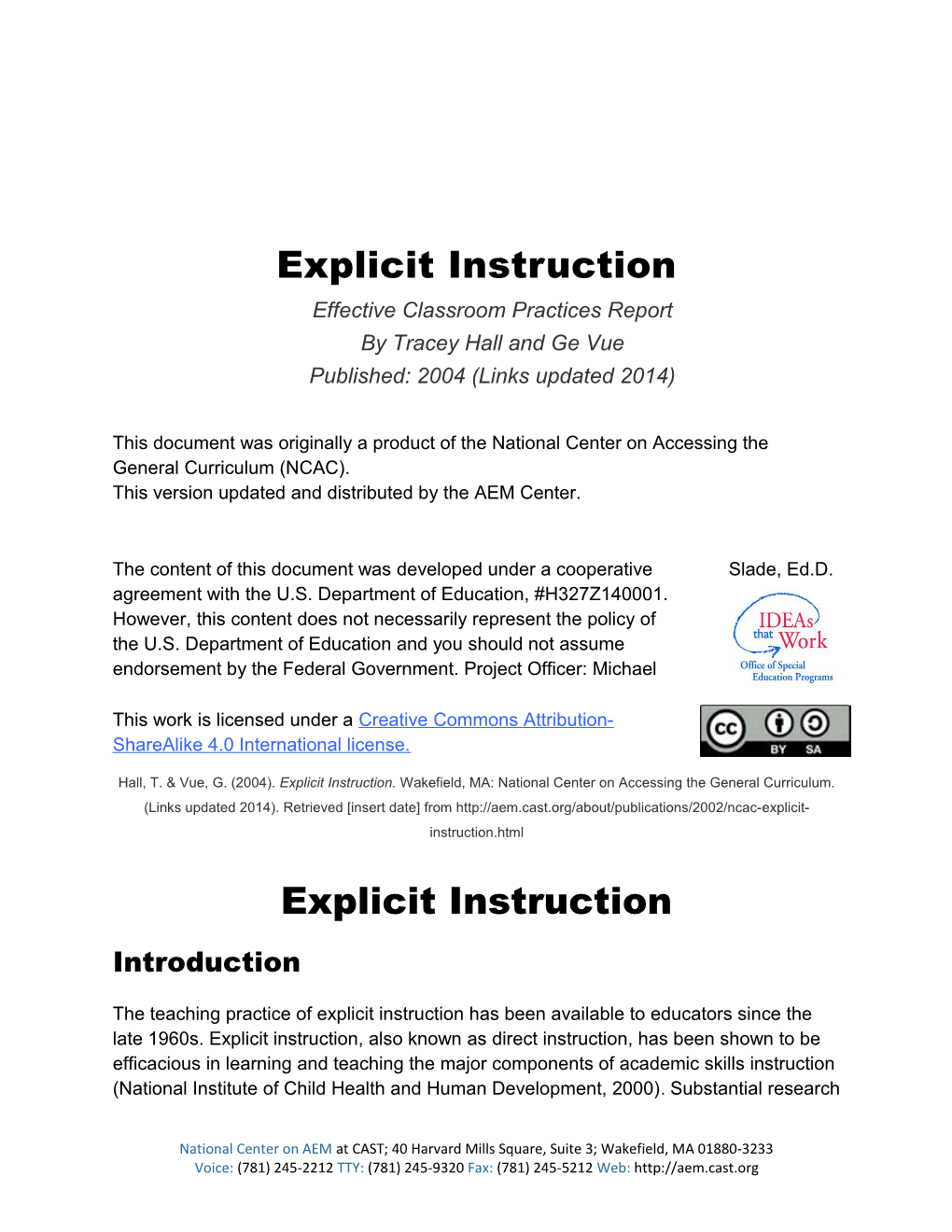 Effective Classroom Practices Report