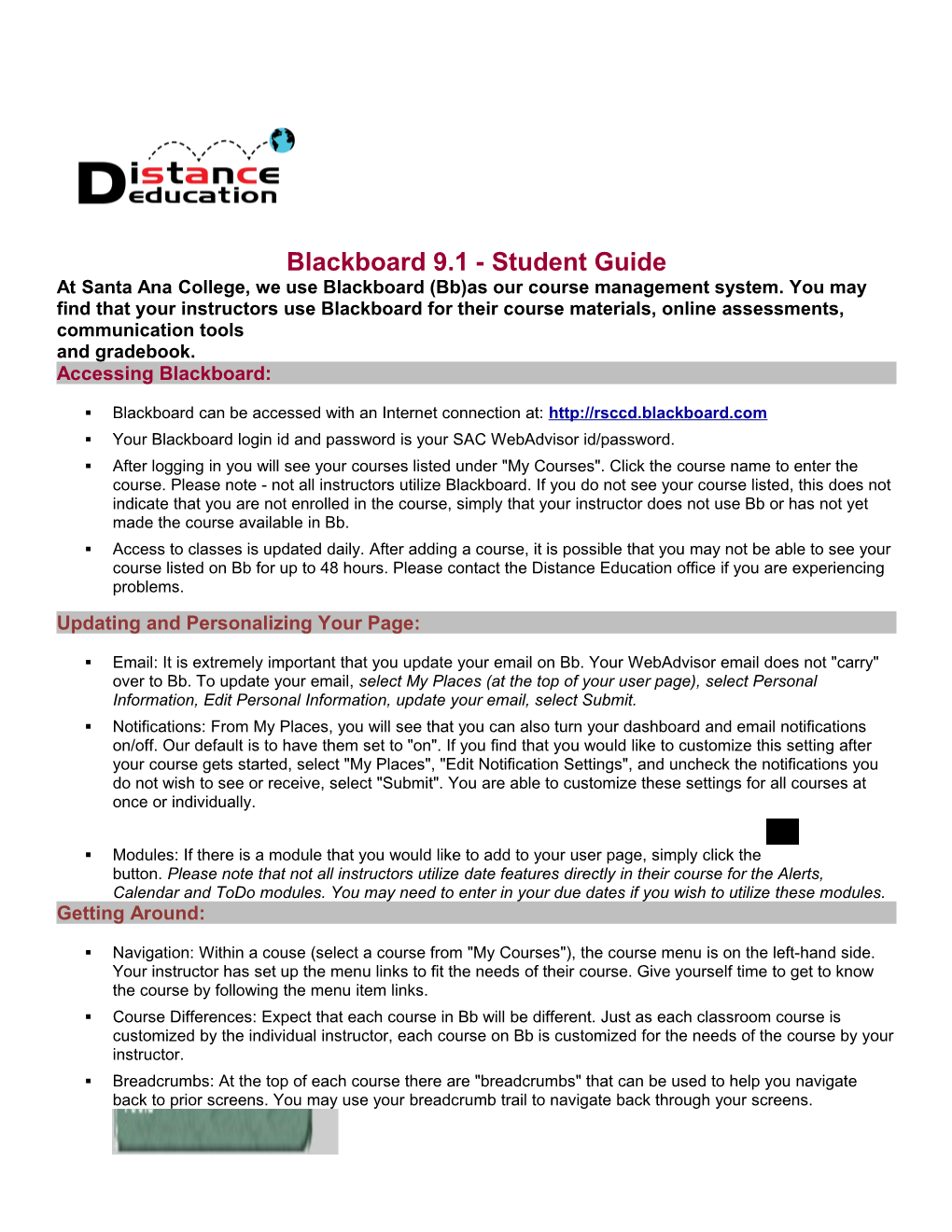 Blackboard 9.1 - Student Guide