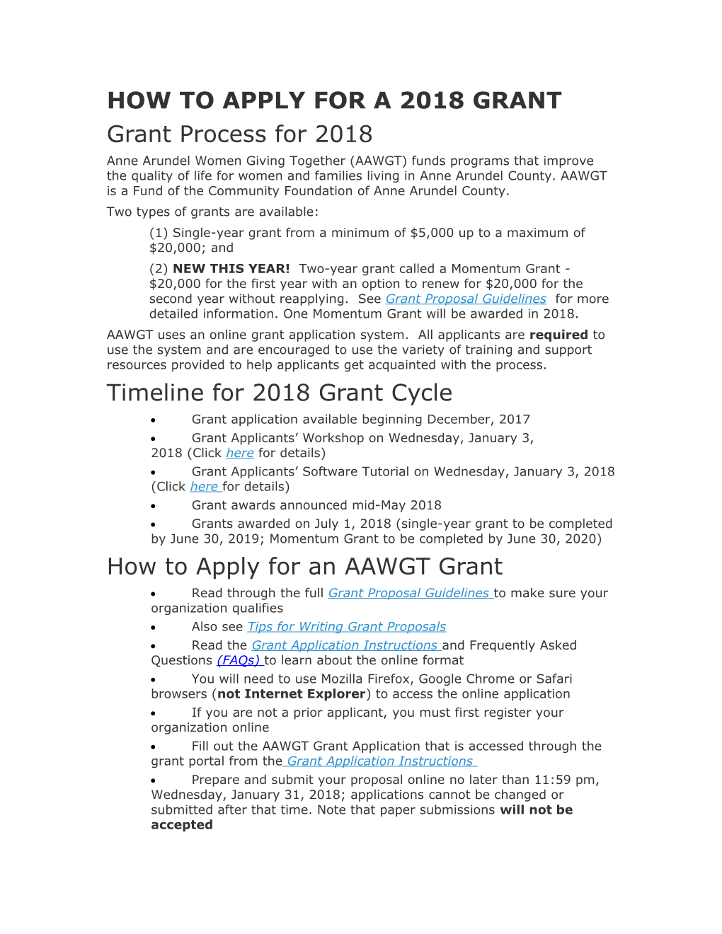 How to Apply for a 2018 Grant