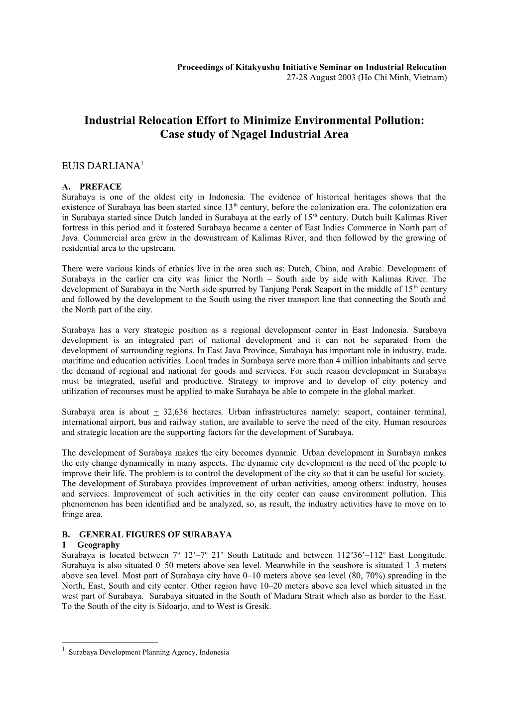 Proceedings of Kitakyushu Initiative Seminar on Industrial Relocation