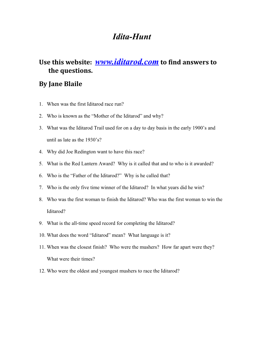Use This Website: to Find Answers to the Questions