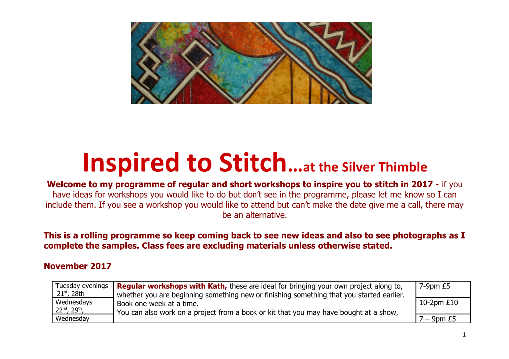 Inspired to Stitch at the Silver Thimble