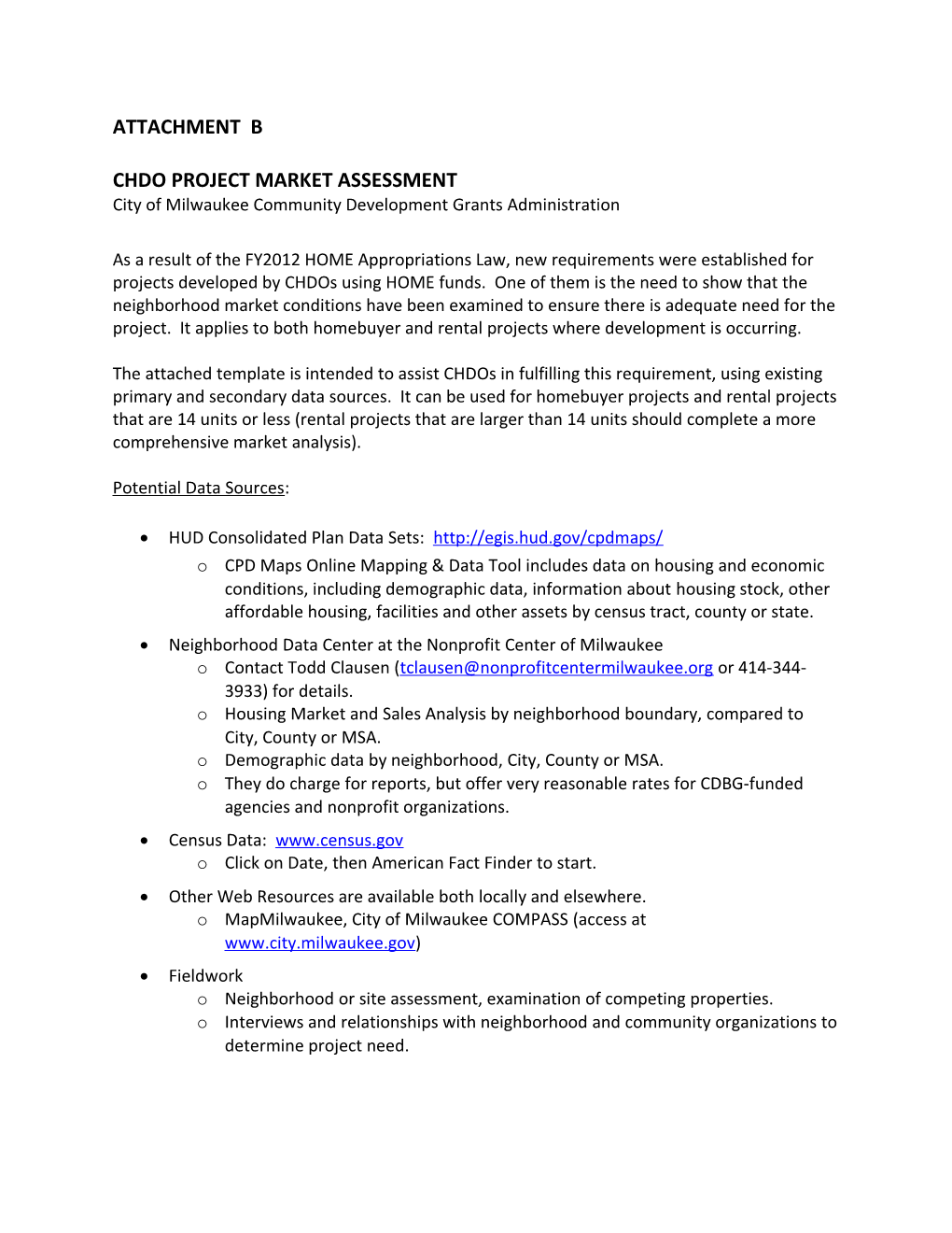 Chdo Project Market Assessment